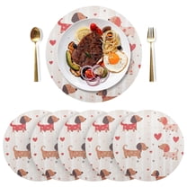 Round Placemats Plate Mats 15 Inch Non-Slip Heat Resistant Washable PVC Set Table Decoration for Kitchen Dining Cute Dachshunds