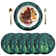 thumbnail image 1 of Round Placemats Plate Mats 15 Inch Non-Slip Heat Resistant Washable PVC Set Table Decoration for Kitchen Dining Dark Forest with Green Eyes, 1 of 5