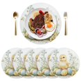 thumbnail image 1 of Round Placemats Plate Mats 15 Inch Non-Slip Heat Resistant Washable PVC Set Table Decoration for Kitchen Dining Easter Chick with Eggs, 1 of 6