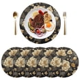 thumbnail image 1 of Round Placemats Plate Mats 15 Inch Non-Slip Heat Resistant Washable PVC Set Table Decoration for Kitchen Dining Elegant Beige Floral, 1 of 5