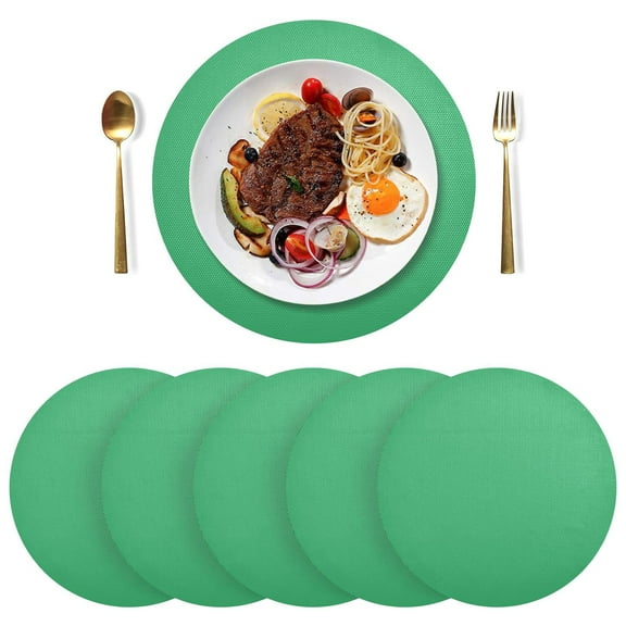 Round Placemats Plate Mats 15 Inch Non-Slip Heat Resistant Washable PVC Set Table Decoration for Kitchen Dining Light Green