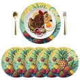 thumbnail image 1 of Round Placemats Plate Mats 15 Inch Non-Slip Heat Resistant Washable PVC Set Table Decoration for Kitchen Dining Pineapples and Strawberries, 1 of 6