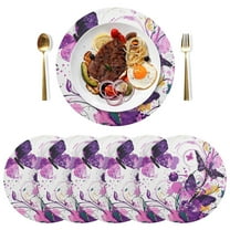 Round Placemats Plate Mats 15 Inch Non-Slip Heat Resistant Washable PVC Set Table Decoration for Kitchen Dining Purple Butterfly