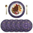 thumbnail image 1 of Round Placemats Plate Mats 15 Inch Non-Slip Heat Resistant Washable PVC Set Table Decoration for Kitchen Dining Purple Celestial Pattern, 1 of 6