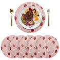 thumbnail image 1 of Round Placemats Plate Mats 15 Inch Non-Slip Heat Resistant Washable PVC Set Table Decoration for Kitchen Dining Strawberry and Flower, 1 of 5