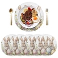 thumbnail image 1 of Round Placemats Plate Mats 15 Inch Non-Slip Heat Resistant Washable PVC Set Table Decoration for Kitchen Dining Three Cute Bunnies, 1 of 5