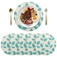thumbnail image 1 of Round Placemats Plate Mats 15 Inch Non-Slip Heat Resistant Washable PVC Set Table Decoration for Kitchen Dining Turquoise Leaf, 1 of 7
