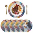 thumbnail image 1 of Round Placemats Plate Mats 15 Inch Non-Slip Heat Resistant Washable PVC Set Table Decoration for Kitchen Dining Watercolor Calico Cat, 1 of 5