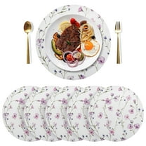 Round Placemats Plate Mats 15 Inch Non-Slip Heat Resistant Washable PVC Set Table Decoration for Kitchen Dining Watercolor Small Pink Wildflowers