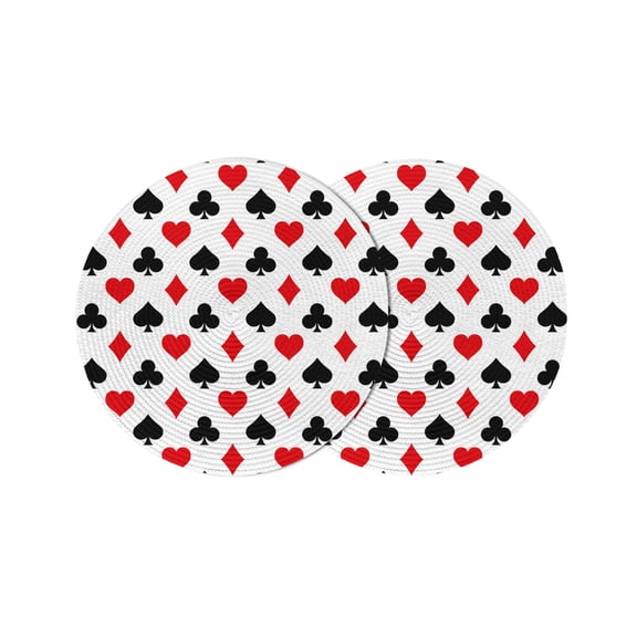 Round Placemats Poker Game Themed 15 inch Set of 2 Table Mats for Dining Table Las Vegas Theme Heat Resistant Non-Slip Kitchen & Home Decorative Place Mat Set