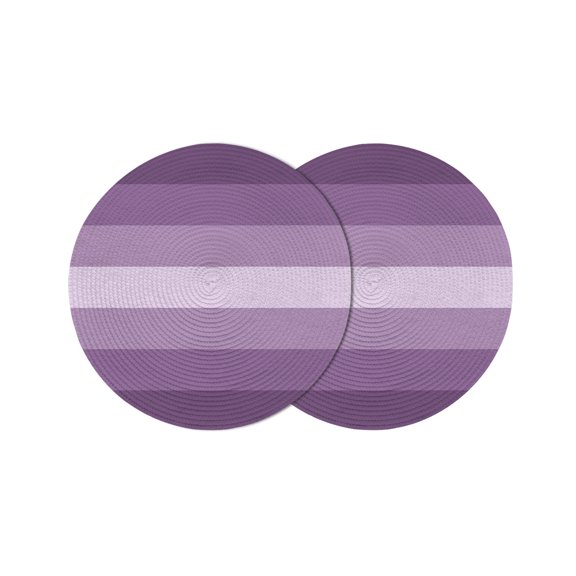 Round Placemats Purple 15 inch Set of 2 Table Mats for Dining Table Gradient Stripes Modern Heat Resistant Non-Slip Kitchen & Home Decorative Place Mat Set