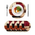 thumbnail image 1 of Round Placemats Red Brown Beige Geometric Painting 15 inch Set of 4 Table Mats for Dining Table Abstract Art Heat Resistant Non-Slip Kitchen & Home Decorative Place Mat Set, 1 of 8