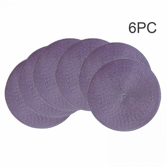 Round Placemats, Round Braided Place Mats for Dining Table Heat Insulation Table Mats for Kitchen 14 inches(Purple,Set of 6)