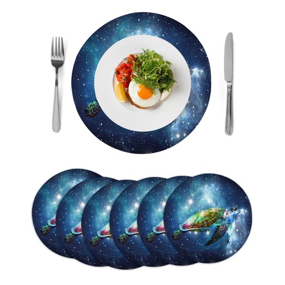 Round Placemats Sea Turtle 15 inch Set of 6 Table Mats for Dining Table Galaxy Stars Cloud Heat Resistant Non-Slip Kitchen & Home Decorative Place Mat Set