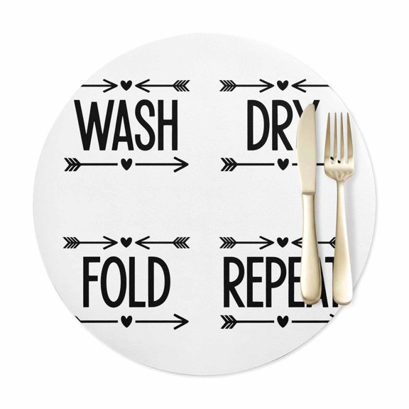 Round Placemats Set of 1, Abstract Arrows Wash and Dry Faux Leather Placemat Waterproof Oil-Proof Wipeable Table Mats 12in, Laundry Art Quote Washable Place Mats for Kitchen Dining Table Party