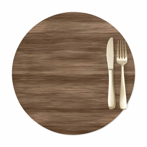 Round Placemats Set of 1, Farmhouse Brown Wood Grain Faux Leather Placemat Waterproof Oil-Proof Wipeable Table Mats 12in, Rustic Retro Wooden Plank Washable Place Mats for Kitchen Dining Table Party
