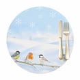 Snowflake Table View Round Placemats Set of 1, Winter Snowflake Bird Tree Branch Placemat ...