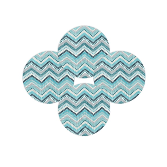 Round Placemats Set of 4 Aqua Turquoise Chevron Place Mats Washable Woven Placemat Geometric Design Stripe Circle Braided Table Mat for Kitchen Dining Table Party Home Decor 15 Inch