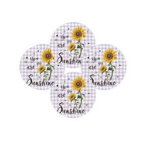Round Placemats Set of 4 Bee Sunflower Place Mats Washable Woven Placemat Purple Buffalo Plaid You Are My Sunshine Circle Braided Table Mat for Kitchen Dining Table Party Home Decor 15 Inch