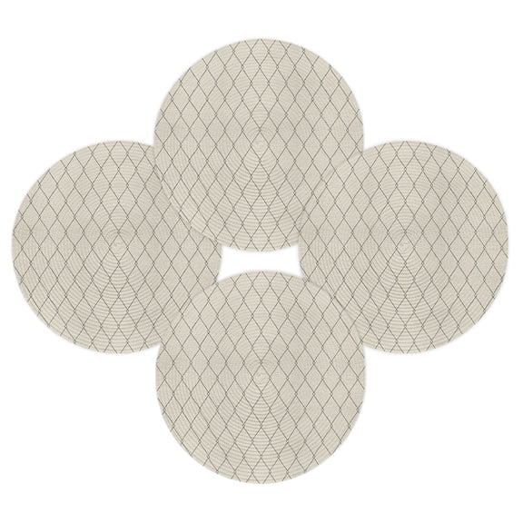 Round Placemats Set of 4 Beige Rhombus Pattern Place Mats Washable Woven Placemat Geometric Quilted Lines Circle Braided Table Mat for Kitchen Dining Table Party Home Decor 15 Inch