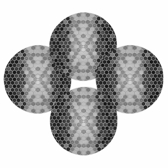 Round Placemats Set of 4 Black Honeycomb Grid Place Mats Washable Woven Placemat Gradient Hexagonal Cells Circle Braided Table Mat for Kitchen Dining Table Party Home Decor 15 Inch
