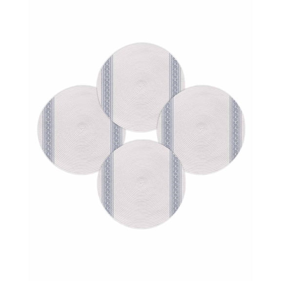 Round Placemats Set of 4 Blue Beige Boho Place Mats Washable Woven Placemat Tribe Bohemian Style Circle Braided Table Mat for Kitchen Dining Table Party Home Decor 15 Inch