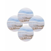 Round Placemats Set of 4 Blue Brown Marble Place Mats Washable Woven Placemat Abstract Fluid Circle Braided Table Mat for Kitchen Dining Table Party Home Decor 15 Inch