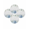 thumbnail image 1 of Round Placemats Set of 4 Blue Hydrangea Place Mats Washable Woven Placemat Green Eucalyptus Leaves Grey Plaid Circle Braided Table Mat for Kitchen Dining Table Party Home Decor 15 Inch, 1 of 8