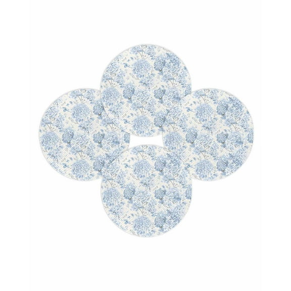 Round Placemats Set of 4 Blue Hydrangea Place Mats Washable Woven Placemat Spring Flower Leaf Circle Braided Table Mat for Kitchen Dining Table Party Home Decor 15 Inch