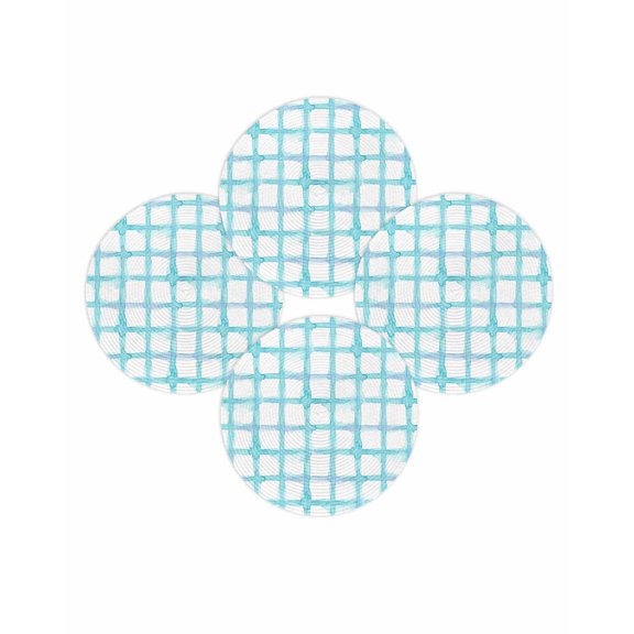Round Placemats Set of 4 Blue Teal Buffalo Plaid Place Mats Washable Woven Placemat Check Striped Circle Braided Table Mat for Kitchen Dining Table Party Home Decor 15 Inch