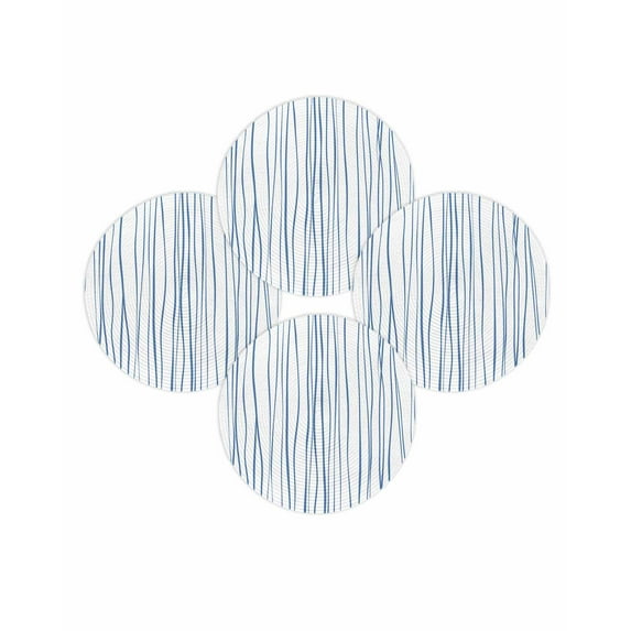 Round Placemats Set of 4 Blue White Lines Place Mats Washable Woven Placemat Abstract Art Circle Braided Table Mat for Kitchen Dining Table Party Home Decor 15 Inch