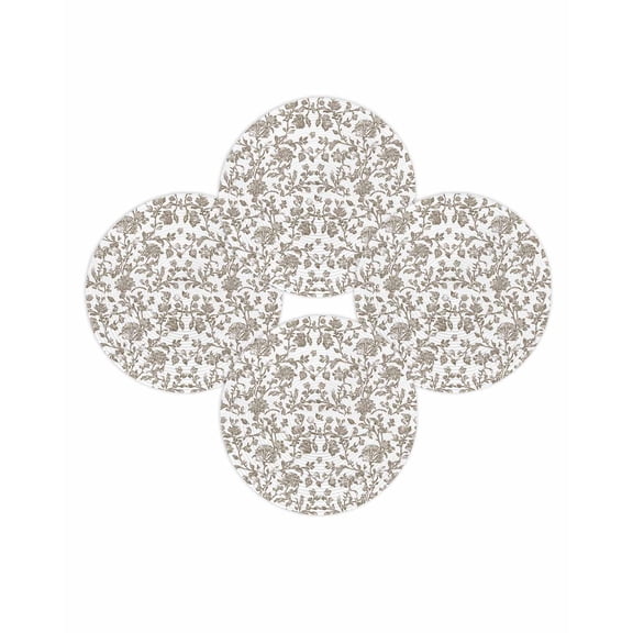 Round Placemats Set of 4 Brown Pastoral Flower Place Mats Washable Woven Placemat Farmhouse Floral Circle Braided Table Mat for Kitchen Dining Table Party Home Decor 15 Inch