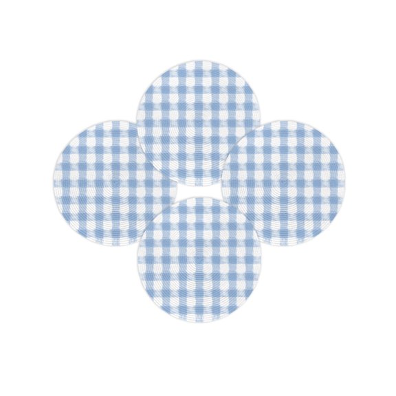 Round Placemats Set of 4 Buffalo Check Watercolor Blue Place Mats Washable Woven Placemat Plaid Farmhouse Circle Braided Table Mat for Kitchen Dining Table Party Home Decor 15 Inch