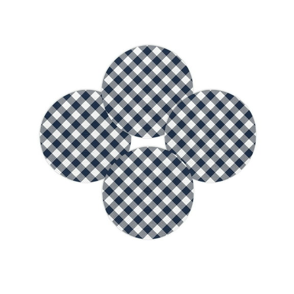 Round Placemats Set of 4 Buffalo Plaid Navy Blue Check Place Mats Washable Woven Placemat Farmhouse Style Circle Braided Table Mat for Kitchen Dining Table Party Home Decor 15 Inch