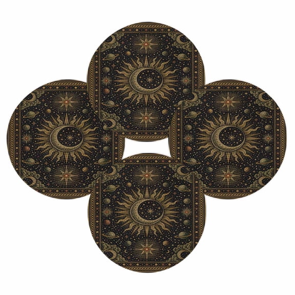 Round Placemats Set of 4 Galaxy Cosmic Astrology Place Mats Washable Woven Placemat Mystical Celestial Star Moon Circle Braided Table Mat for Kitchen Dining Table Party Home Decor 15 Inch