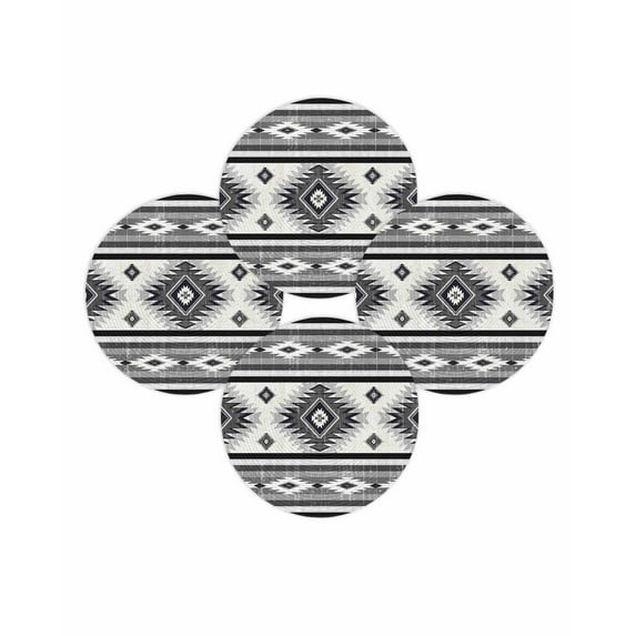 Round Placemats Set of 4 Gray Boho Aztec Place Mats Washable Woven Placemat Southwest Tribal Geometric Circle Braided Table Mat for Kitchen Dining Table Party Home Decor 15 Inch