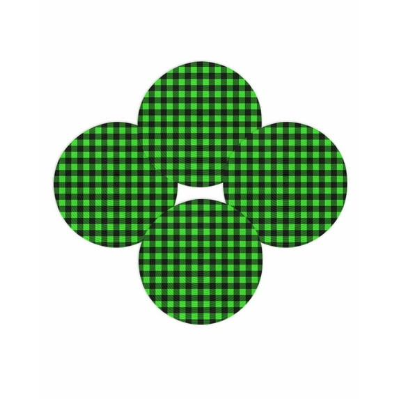 Round Placemats Set of 4 Green Buffalo Plaid Place Mats Washable Woven Placemat Pastoral Black Checked Circle Braided Table Mat for Kitchen Dining Table Party Home Decor 15 Inch