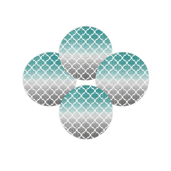 Round Placemats Set of 4 Green and Gray Ombre Gradient Place Mats Washable Woven Placemat Morocco Pattern Circle Braided Table Mat for Kitchen Dining Table Party Home Decor 15 Inch