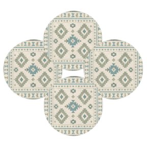 Round Placemats Set of 4 Green Southwestern Aztec Arrows Place Mats Washable Woven Placemat Bohemian Tribal Circle Braided Table Mat for Kitchen Dining Table Party Home Decor 15 Inch