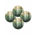 thumbnail image 1 of Round Placemats Set of 4 Green Yellow Forest Place Mats Washable Woven Placemat Misty Forest Trees Nature Circle Braided Table Mat for Kitchen Dining Table Party Home Decor 15 Inch, 1 of 8