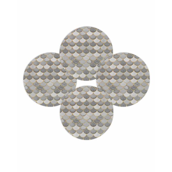 Round Placemats Set of 4 Grey Fish Scales Place Mats Washable Woven Placemat Ombre Fish Tail Circle Braided Table Mat for Kitchen Dining Table Party Home Decor 15 Inch