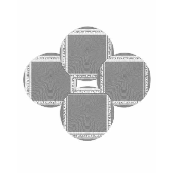 Round Placemats Set of 4 Grey Key Pattern Place Mats Washable Woven Placemat Geometric Art Circle Braided Table Mat for Kitchen Dining Table Party Home Decor 15 Inch