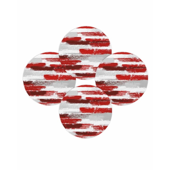 Round Placemats Set of 4 Grey Red Oil Painting Place Mats Washable Woven Placemat Abstract Art Graffiti Circle Braided Table Mat for Kitchen Dining Table Party Home Decor 15 Inch