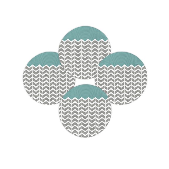 Round Placemats Set of 4 Herringbone Pattern Place Mats Washable Woven Placemat Vintage Turquoise Grey Circle Braided Table Mat for Kitchen Dining Table Party Home Decor 15 Inch