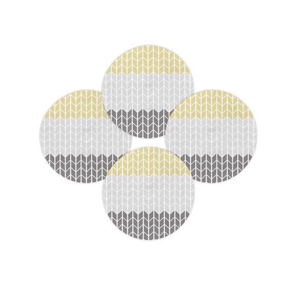 Round Placemats Set of 4 Herringbone Pattern Place Mats Washable Woven Placemat Vintage Yellow Ombre Grey Circle Braided Table Mat for Kitchen Dining Table Party Home Decor 15 Inch