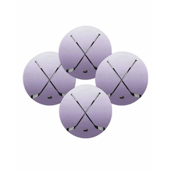 Round Placemats Set of 4 Hockey Player Place Mats Washable Woven Placemat Sports Ground Gradient Purple Circle Braided Table Mat for Kitchen Dining Table Party Home Decor 15 Inch