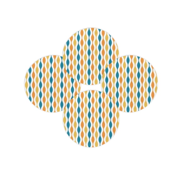 Round Placemats Set of 4 Mid Century Abstract Art Place Mats Washable Woven Placemat Geometric Turquoise Yellow Circle Braided Table Mat for Kitchen Dining Table Party Home Decor 15 Inch