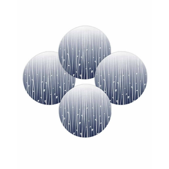 Round Placemats Set of 4 Navy Blue Lines Place Mats Washable Woven Placemat Abstract Flower Leaves Circle Braided Table Mat for Kitchen Dining Table Party Home Decor 15 Inch