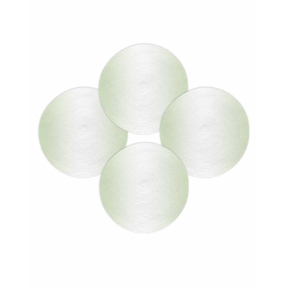 Round Placemats Set of 4 Ombre Light Green White Place Mats Washable Woven Placemat Gradient Color Circle Braided Table Mat for Kitchen Dining Table Party Home Decor 15 Inch