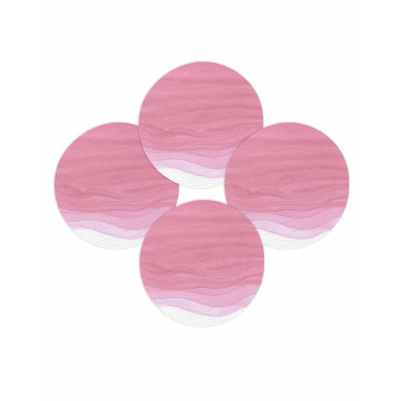 Round Placemats Set of 4 Ombre Pink Waves Place Mats Washable Woven Placemat Abstract Gradient Color Circle Braided Table Mat for Kitchen Dining Table Party Home Decor 15 Inch